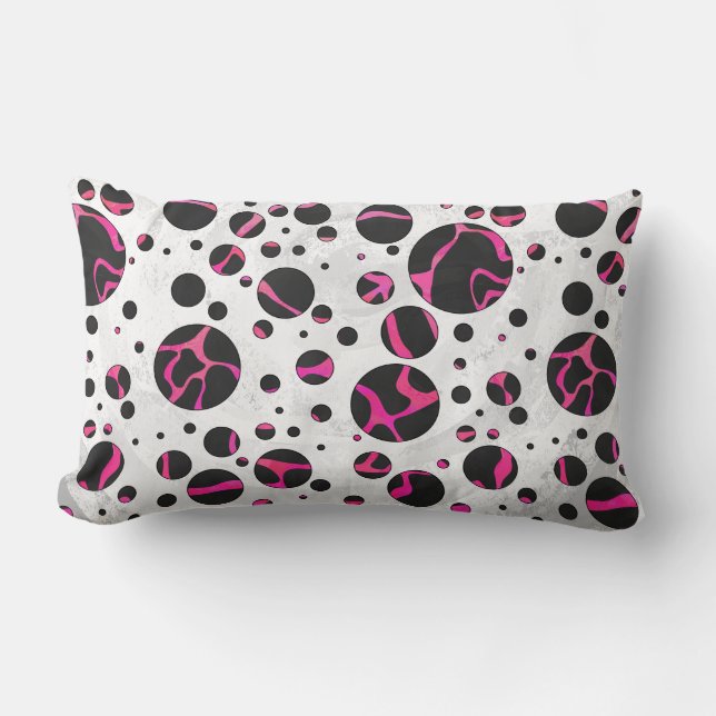 Giraffe Shock rosa och svart utskrift Lumbarkudde (Framsida)