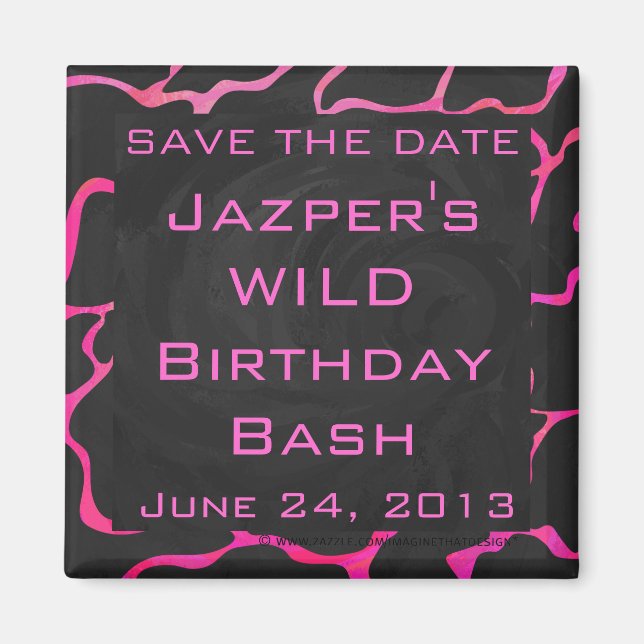 Giraffe Shock rosa och svart utskrift Magnet (Framsidan)