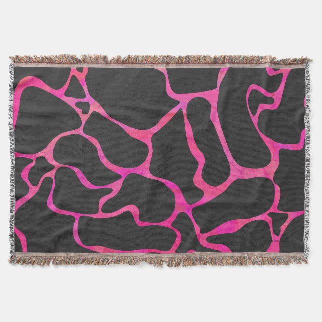 Giraffe Shock rosa och svart utskrift Mysfilt (Framsidan)