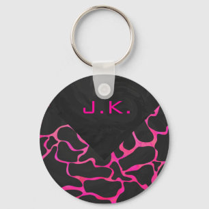 Giraffe Shock rosa och svart utskrift Nyckelring