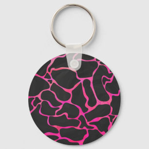 Giraffe Shock rosa och svart utskrift Nyckelring