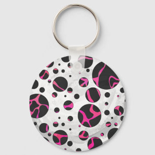 Giraffe Shock rosa och svart utskrift Nyckelring