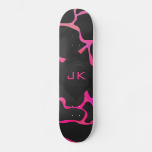 Giraffe Shock rosa och svart utskrift Old School Skateboard Bräda 21,6 Cm