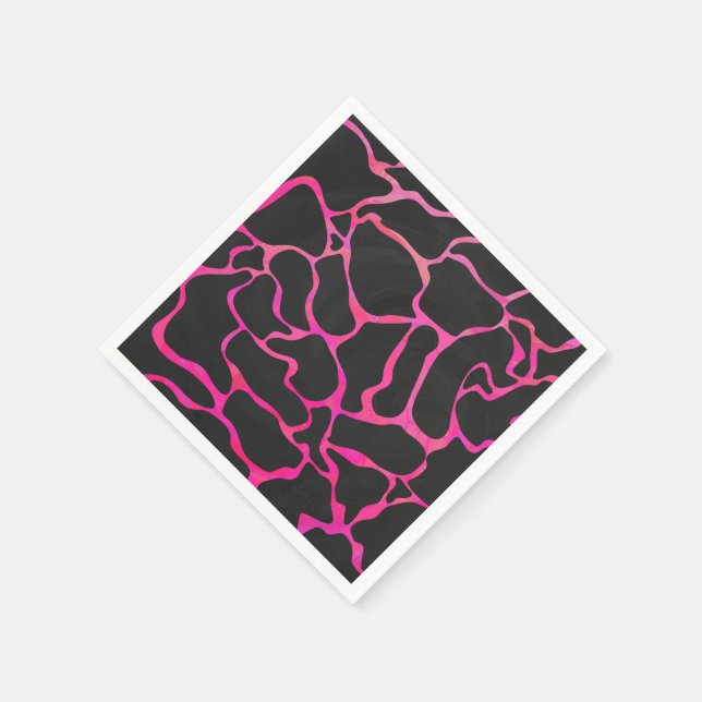 Giraffe Shock rosa och svart utskrift Pappersservett (Hörn)