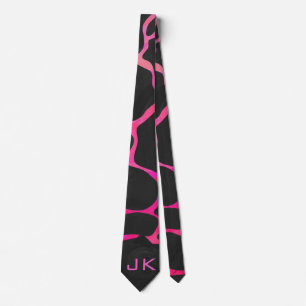 Giraffe Shock rosa och svart utskrift Slips
