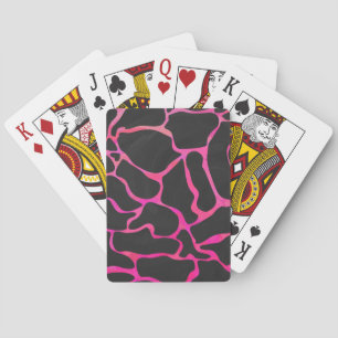 Giraffe Shock rosa och svart utskrift Spelkort