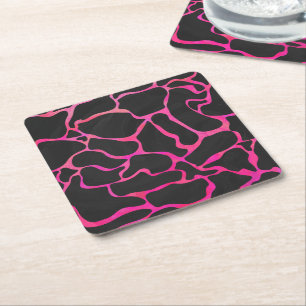 Giraffe Shock rosa och svart utskrift Underlägg Papper Kvadrat