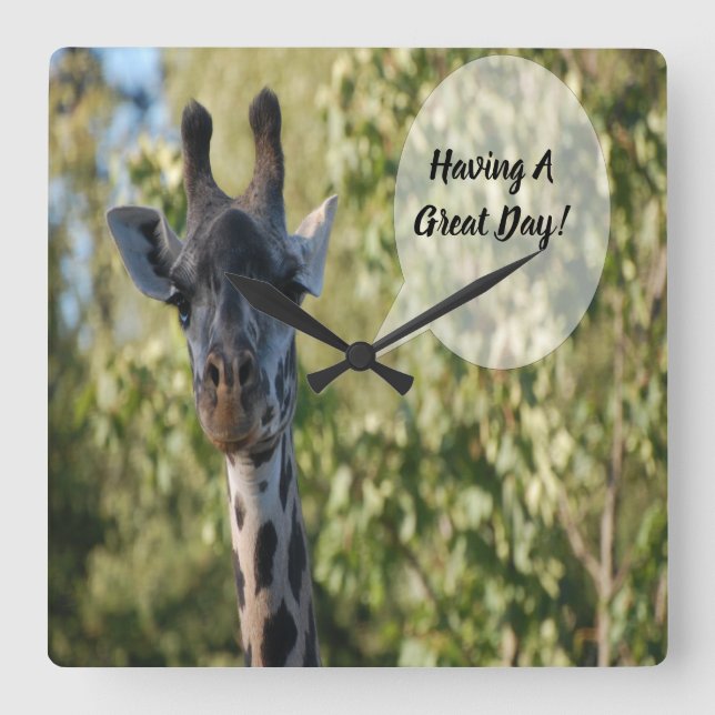 Giraffe Shower Fyrkantig Klocka (Framsida)