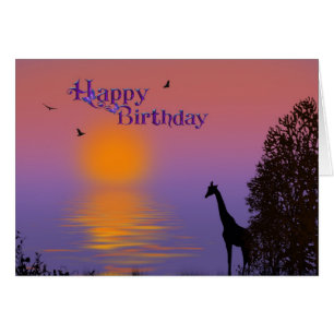 giraffe silhouette-födelsedag hälsningskort