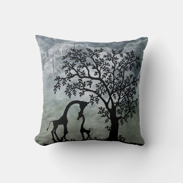 Giraffe Silhouette Mor Baby accent Pillow Kudde (Framsida)