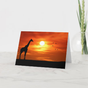 Giraffe Silhouette vid Sunset Kort