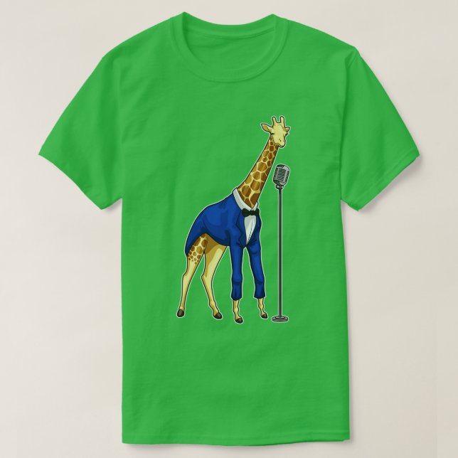 Giraffe Singer Microphone Music T Shirt (Design framsida)