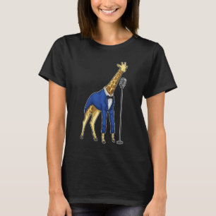Giraffe Singer Microphone Music T Shirt