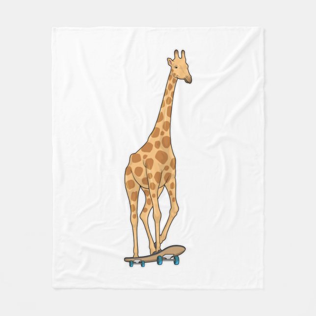Giraffe Skater Skateboard Fleecefilt (Framsidan)