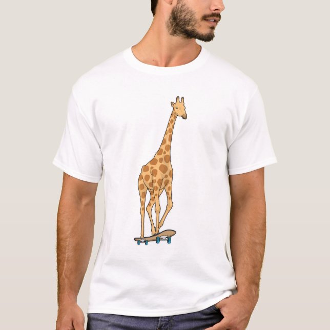 Giraffe Skater Skateboard T Shirt (Framsida)