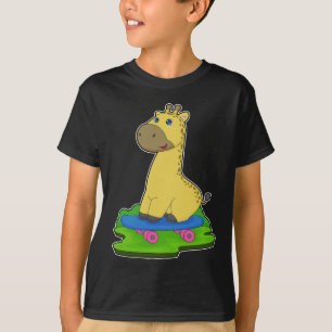 Giraffe Skater Skateboard T Shirt