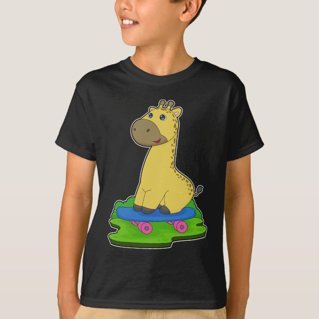 Giraffe Skater Skateboard T Shirt (Framsida)