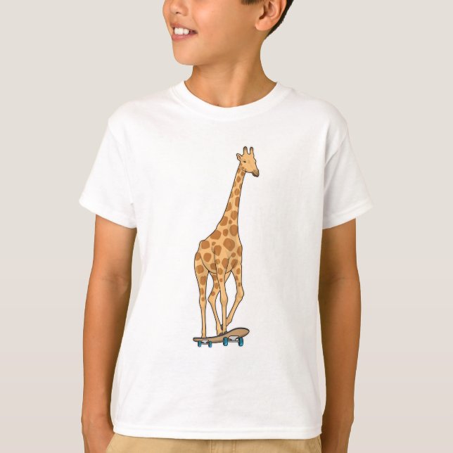 Giraffe Skater Skateboard T Shirt (Framsida)