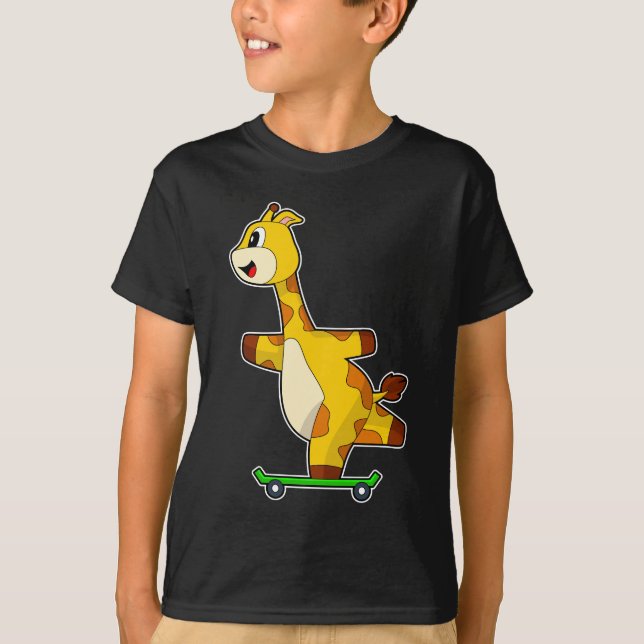 Giraffe Skater Skateboard T Shirt (Framsida)