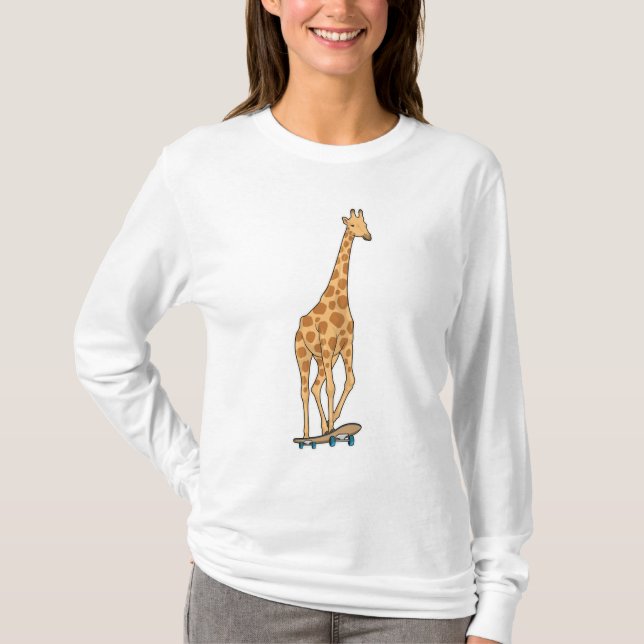 Giraffe Skater Skateboard T Shirt (Framsida)