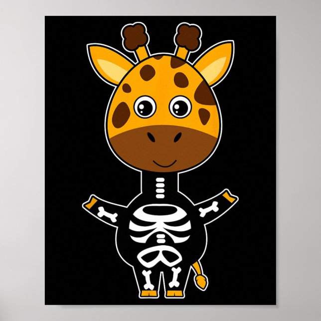 Giraffe Skeleton Xray Costume Cute Easy Halloween Poster (Framsidan)