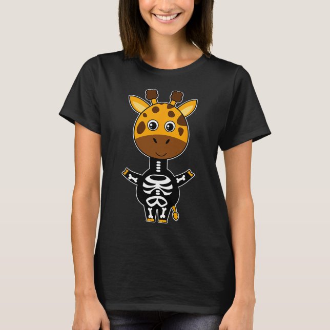 Giraffe Skeleton Xray Costume Cute Easy Halloween T Shirt (Framsida)