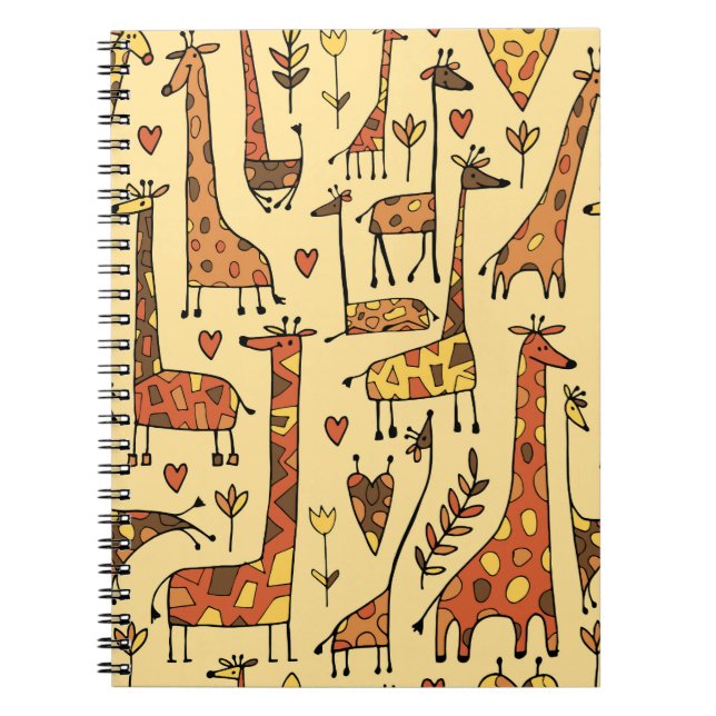 Giraffe Sketch, Roligt Sömlös design. Anteckningsbok (Framsidan)