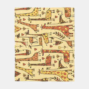 Giraffe Sketch, Roligt Sömlös design. Fleecefilt