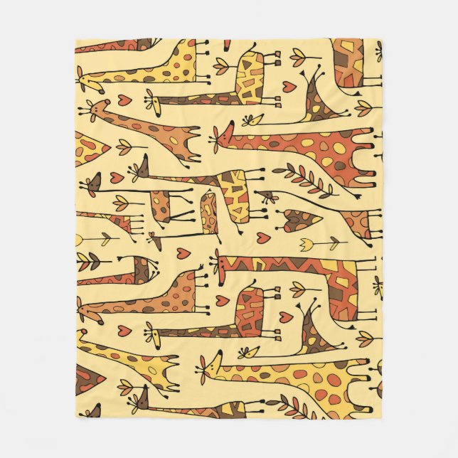 Giraffe Sketch, Roligt Sömlös design. Fleecefilt (Framsidan)