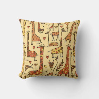 Giraffe Sketch, Roligt Sömlös design. Kudde