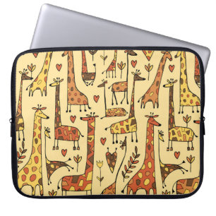 Giraffe Sketch, Roligt Sömlös design. Laptop Fodral