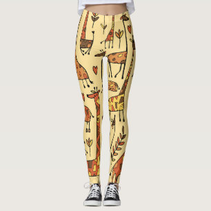 Giraffe Sketch, Roligt Sömlös design. Leggings