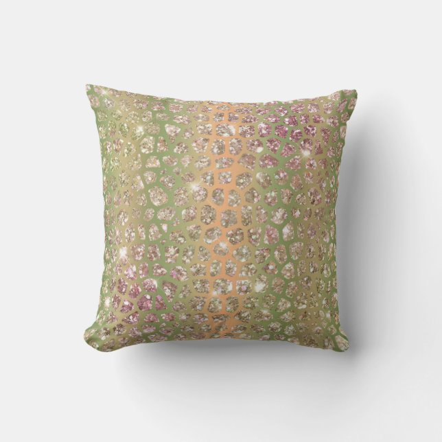*~* GIRAFFE Skin GULD Glitter Animal Print  Kudde (Framsida)