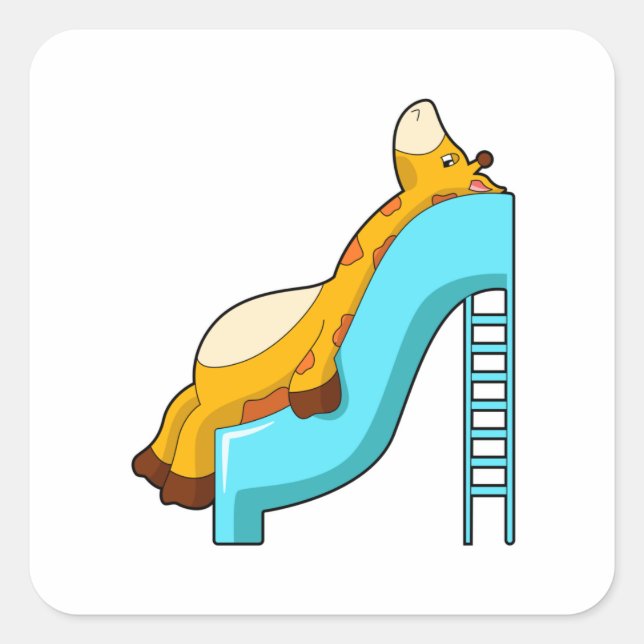 Giraffe Slide Fyrkantigt Klistermärke (Framsida)