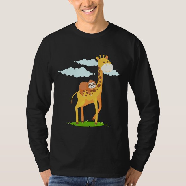 Giraffe Sloth Funny För barn T Shirt (Framsida)