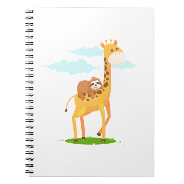 Giraffe Sloth Funny Gift För barn Anteckningsbok (Framsidan)