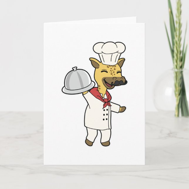 Giraffe som Chef med kokning och Platter Kort (Framsida)