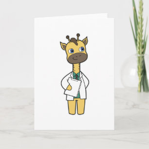 Giraffe som Doktor med Anteckningsblock Kort