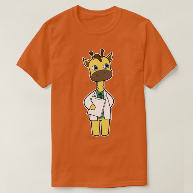 Giraffe som Doktor med Anteckningsblock T Shirt (Design framsida)