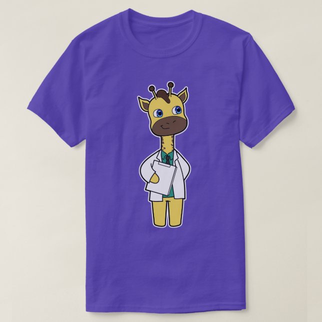 Giraffe som Doktor med Anteckningsblock T Shirt (Design framsida)