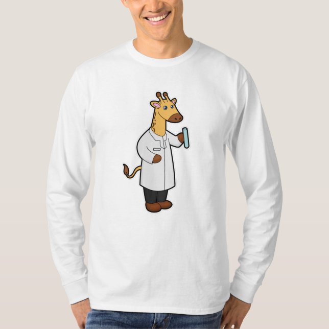 Giraffe som Doktor med provrör T Shirt (Framsida)