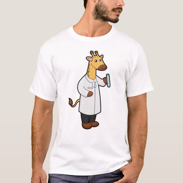 Giraffe som Doktor med provrör T Shirt (Framsida)