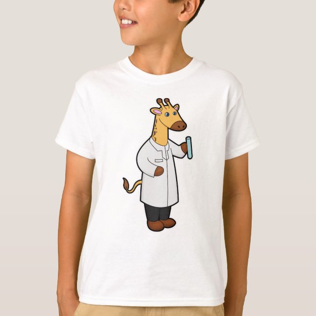 Giraffe som Doktor med provrör T Shirt (Framsida)