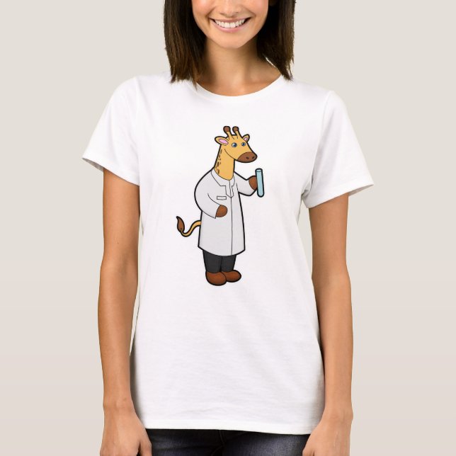 Giraffe som Doktor med provrör T Shirt (Framsida)
