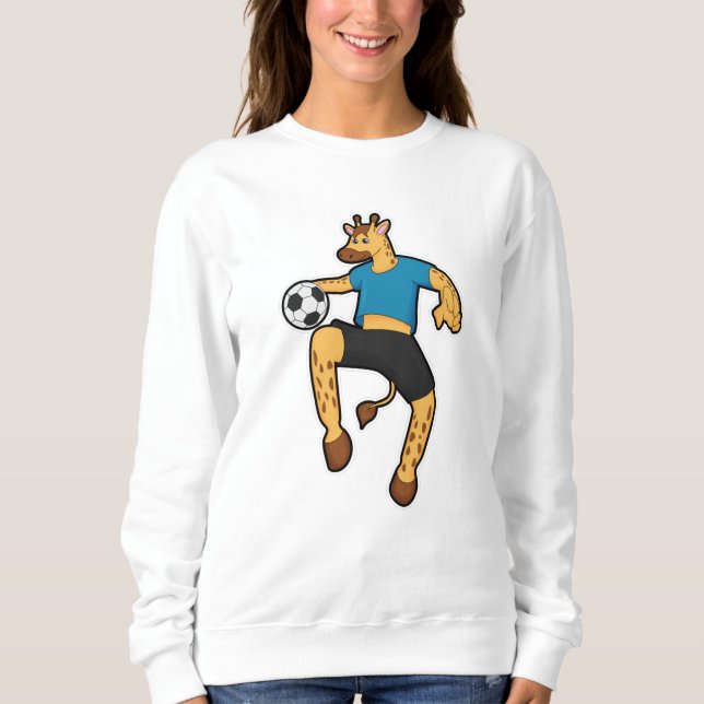 Giraffe som fotbollsspelare med fotboll t shirt (Framsida)