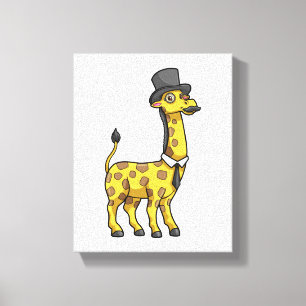 Giraffe som gentleman med Hat, Tie och Mustache Canvastryck
