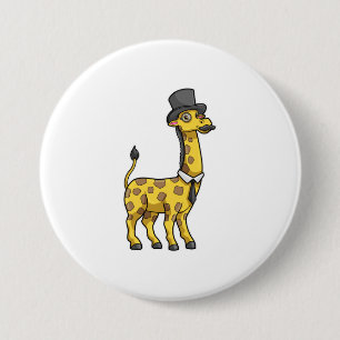 Giraffe som gentleman med Hat, Tie och Mustache Knapp