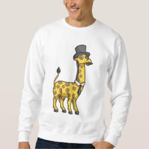 Giraffe som gentleman med Hat, Tie och Mustache Lång Ärmad Tröja