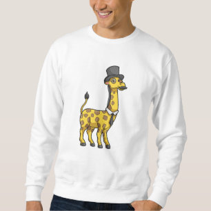 Giraffe som gentleman med Hat, Tie och Mustache Lång Ärmad Tröja