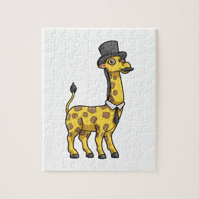 Giraffe som gentleman med Hat, Tie och Mustache Pussel (Vertikal)